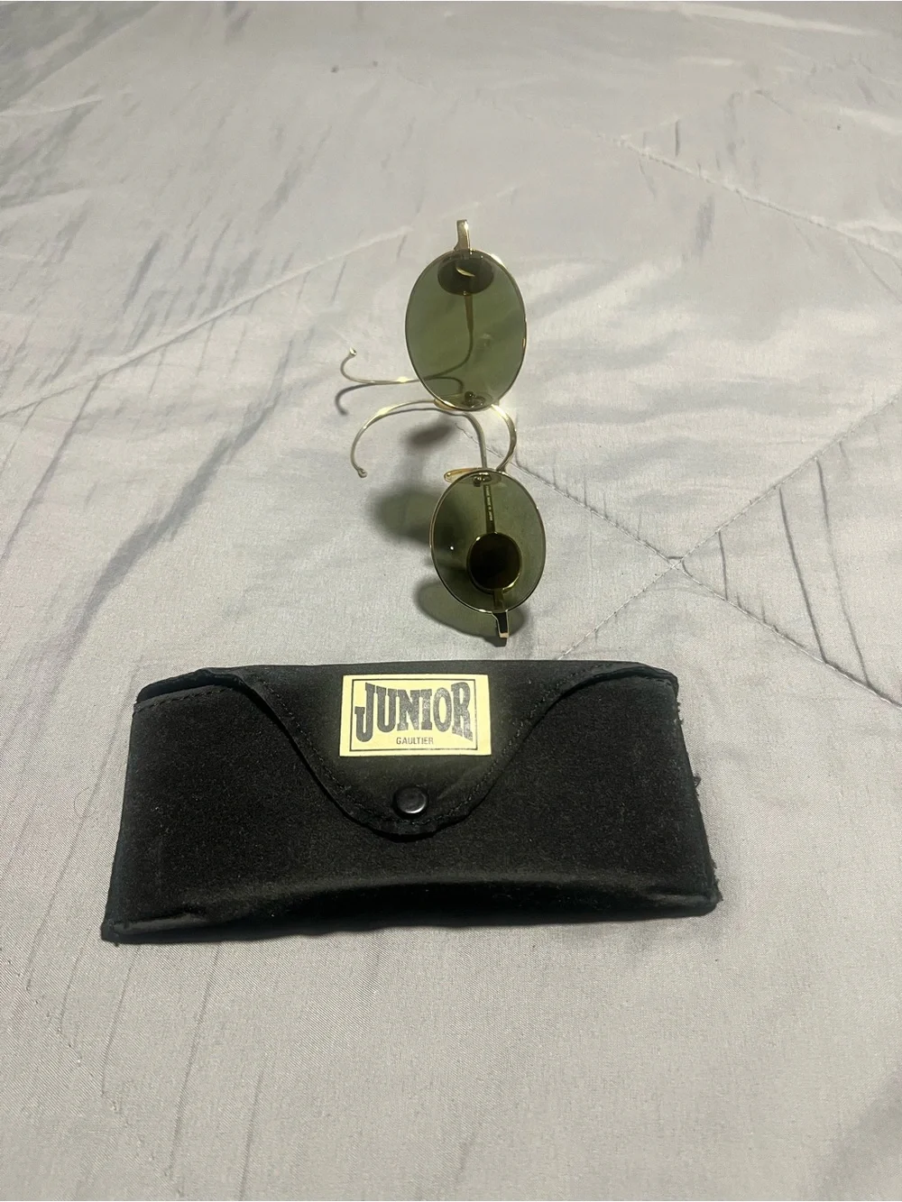 Junior Gaultier Gold Frame Sunglasses with Olive Green Lenses